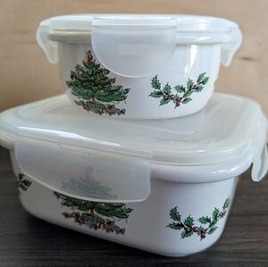 Spode Christmas Tree Accessories Storage Jar Set Lidded Containers